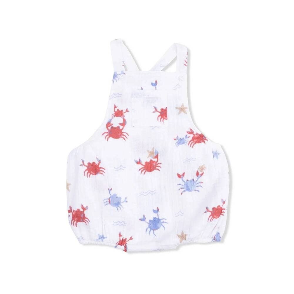 NEW ANGEL DEAR kids crayon crabs muslin sunsuit in white